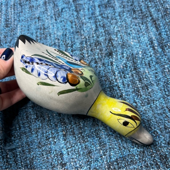 Vintage Mexican Tonala Pottery Signed Mexico Ceramic Duck Hand Painted - Picture 3 of 8